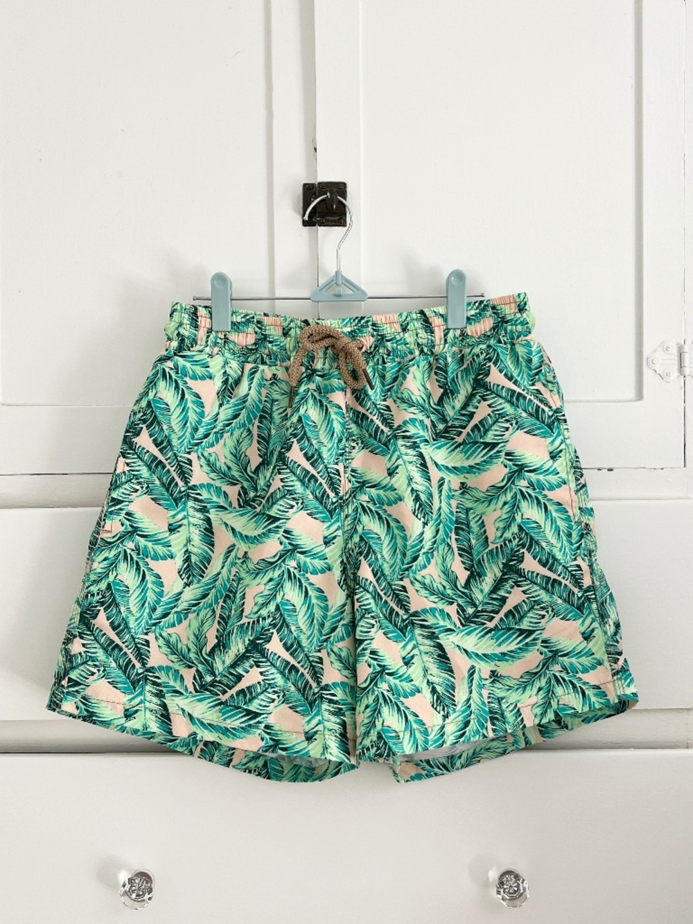 Maaji Tropical Palm Print Swim Trunks Elastic Waist Lined Shorts Size L